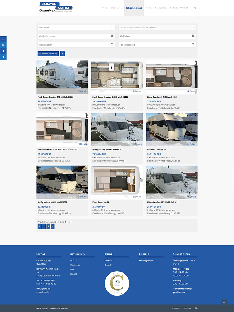 Fahrzeugbestand – Caravan Center Owandner